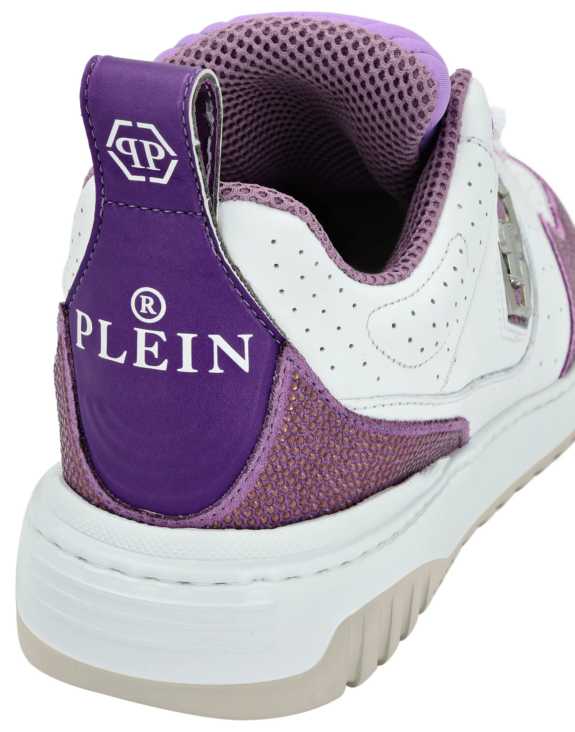 PHILIPP PLEIN Mix Leather Lo-Top Sneakers Crystal>Uomo Low Top Sneakers
