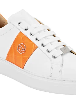 PHILIPP PLEIN Mix Leather Lo-Top Sneakers Hexagon><noscript><img data-lazyloaded=
