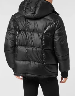 PHILIPP PLEIN Mix Nylon Short Puffer Jacket><noscript><img data-lazyloaded=