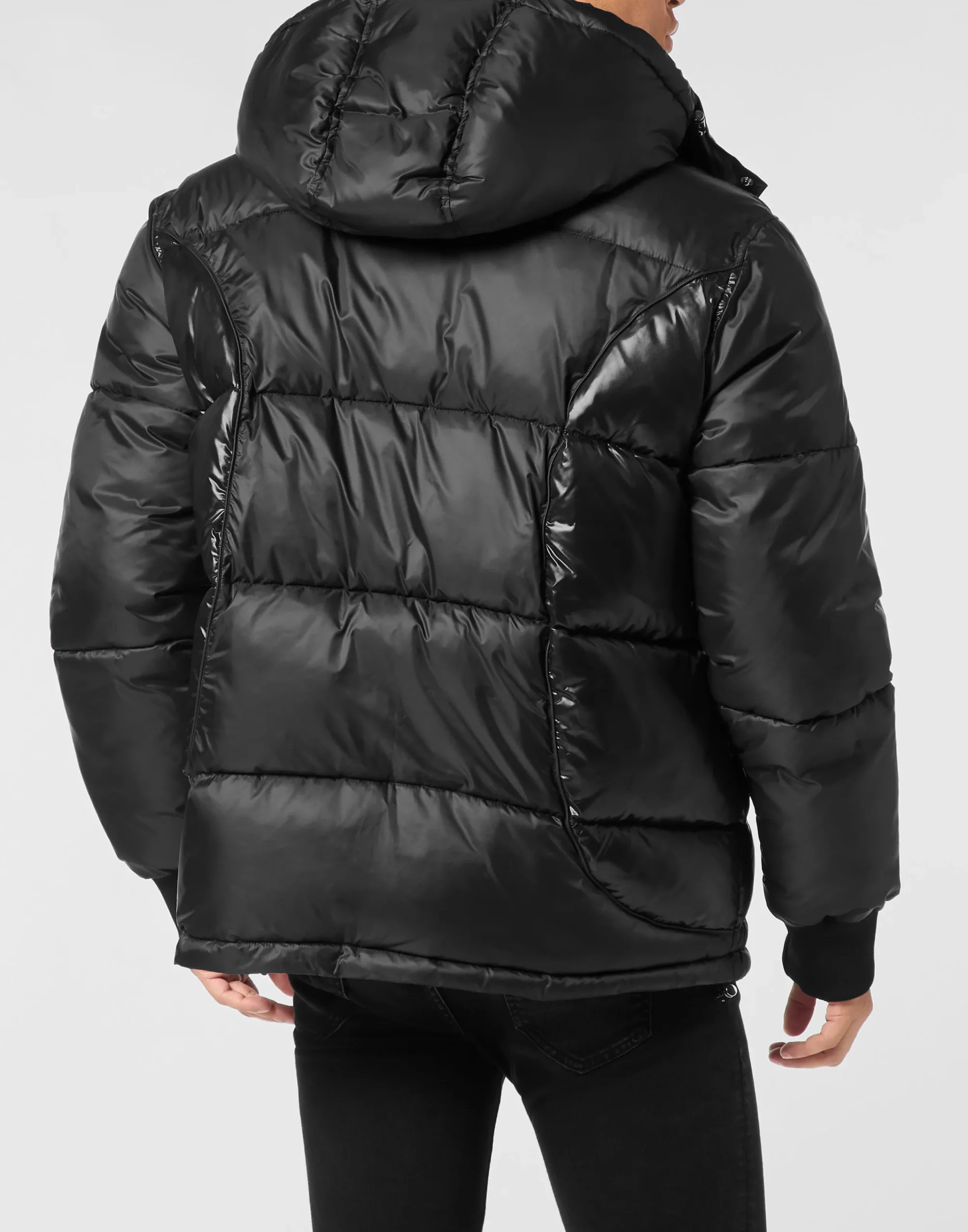 PHILIPP PLEIN Mix Nylon Short Puffer Jacket>Uomo Giacche E Cappotti