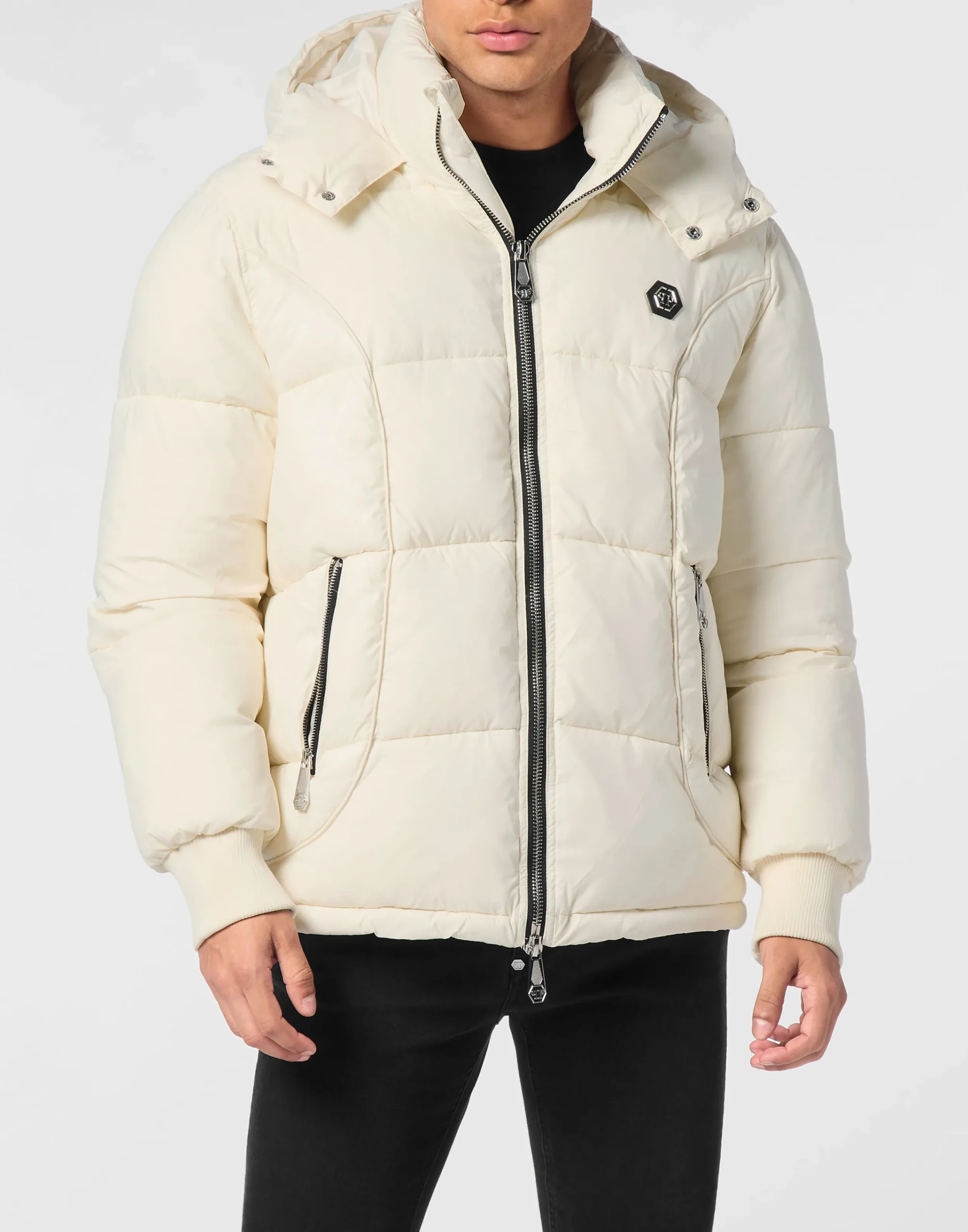 PHILIPP PLEIN Mix Nylon Short Puffer Jacket>Uomo Giacche E Cappotti