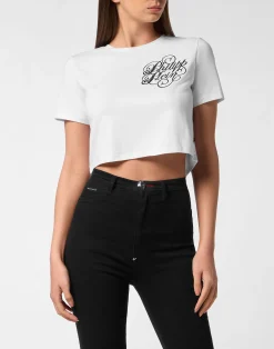 PHILIPP PLEIN Modal Sexy Pure Fit Cropped T-Shirt>Donna T-Shirt & Polo