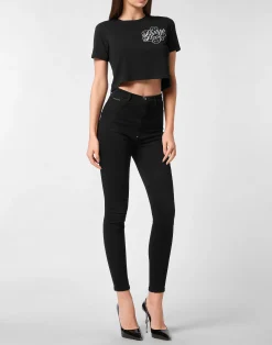 PHILIPP PLEIN Modal Sexy Pure Fit Cropped T-Shirt><noscript><img data-lazyloaded=