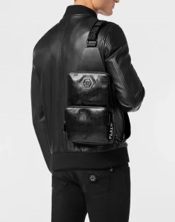 PHILIPP PLEIN Nappa Cross Body Bag Embossed Monogram><noscript><img data-lazyloaded=