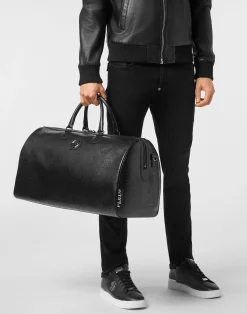 PHILIPP PLEIN Nappa Handle Bag Weekend Embossed Monogram><noscript><img data-lazyloaded=