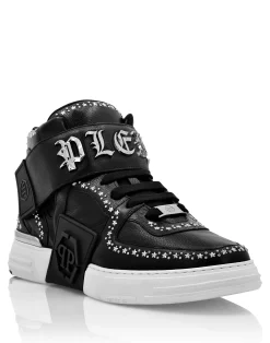 PHILIPP PLEIN Nappa Leather Mid-Top Sneakers Gothic Plein>Uomo High Top Sneakers|High Top Sneakers