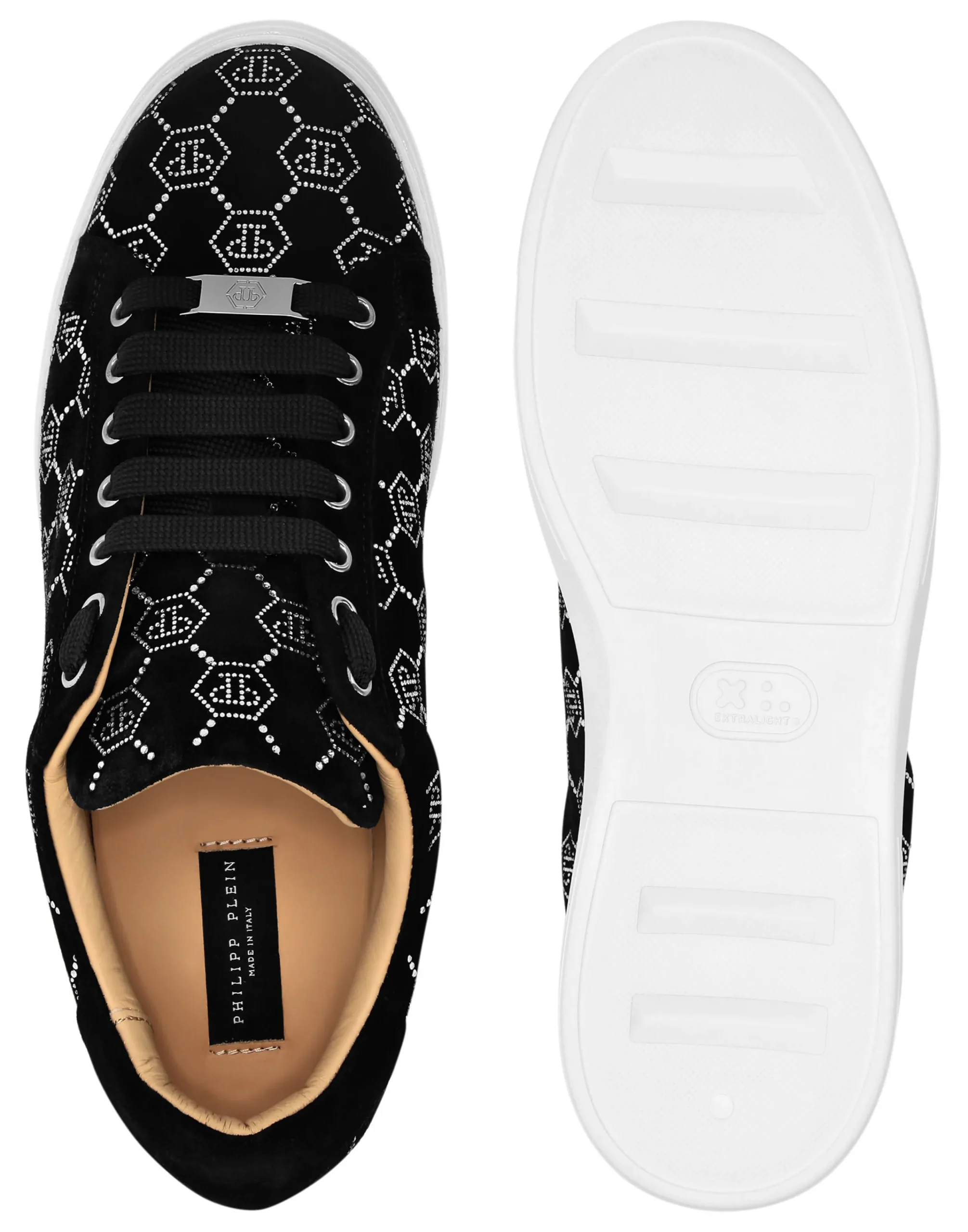 PHILIPP PLEIN Nappa Leather Lo-Top Sneakers Strass Monogram>Uomo Low Top Sneakers