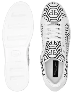 PHILIPP PLEIN Nappa Leather Low Top Sneakers Big Monogram><noscript><img data-lazyloaded=