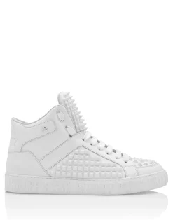 PHILIPP PLEIN Nappa Leather Mid-Top Sneakers Studs>Uomo High Top Sneakers|High Top Sneakers