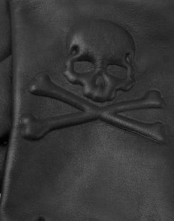 PHILIPP PLEIN Nappa Mid-Gloves Skull&Bones>Uomo Guanti