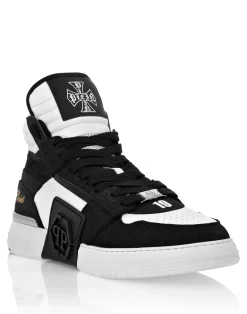 PHILIPP PLEIN Nubuck Mid Top Sneakers Phantom>Uomo High Top Sneakers