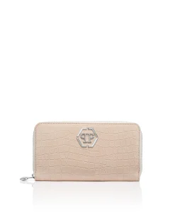 PHILIPP PLEIN Nubuck Rounded Zip Wallet>Donna Portafogli E Piccola Pelletteria