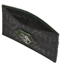 PHILIPP PLEIN Nylon and Leather Cardholder Monogram><noscript><img data-lazyloaded=