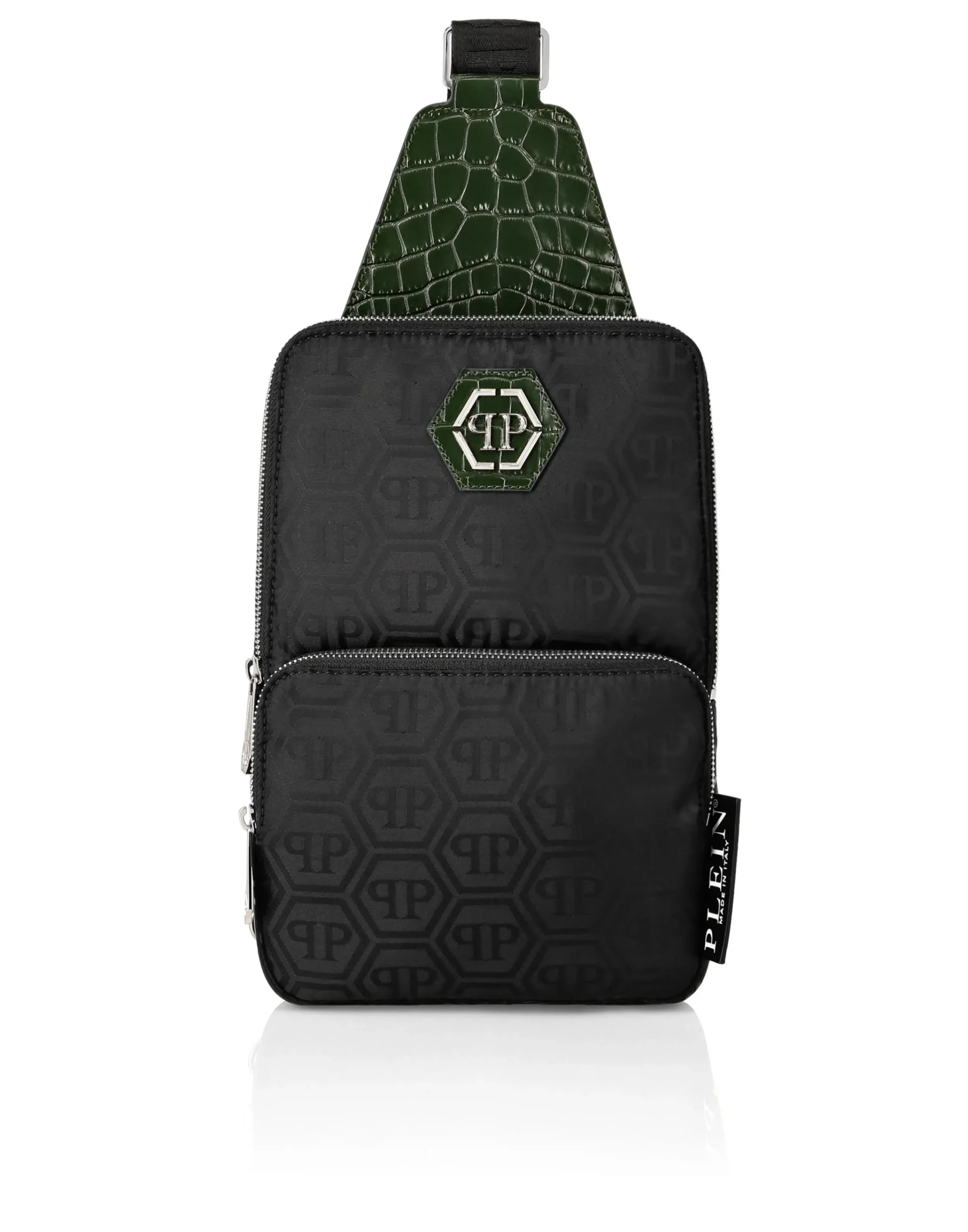 PHILIPP PLEIN Nylon and Leather Cross-Body Monogram>Uomo Borse A Tracolla