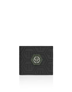 PHILIPP PLEIN Nylon and Leather French Wallet Monogram>Uomo Portafogli E Piccola Pelletteria
