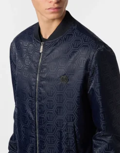 PHILIPP PLEIN Nylon Bomber Jacquard Monogram><noscript><img data-lazyloaded=