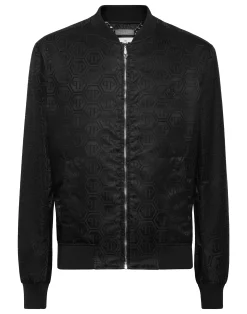 PHILIPP PLEIN Nylon Bomber Jacquard Monogram>Uomo Giacche E Cappotti
