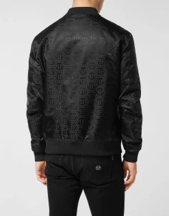 PHILIPP PLEIN Nylon Bomber Jacquard Monogram><noscript><img data-lazyloaded=