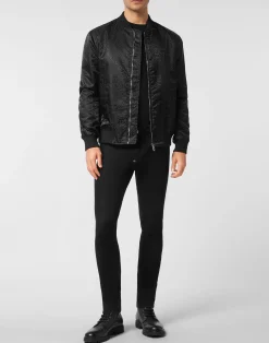 PHILIPP PLEIN Nylon Bomber Jacquard Monogram><noscript><img data-lazyloaded=