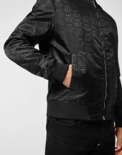 PHILIPP PLEIN Nylon Bomber Jacquard Monogram><noscript><img data-lazyloaded=