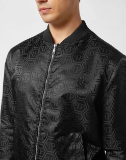 PHILIPP PLEIN Nylon Bomber Jacquard Monogram><noscript><img data-lazyloaded=