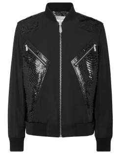 PHILIPP PLEIN Nylon Bomber LS With Python Inserts>Uomo Giacche E Cappotti