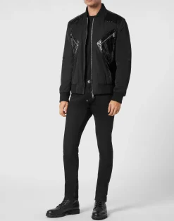 PHILIPP PLEIN Nylon Bomber LS With Python Inserts><noscript><img data-lazyloaded=