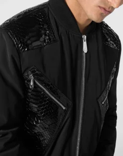 PHILIPP PLEIN Nylon Bomber LS With Python Inserts><noscript><img data-lazyloaded=