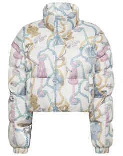 PHILIPP PLEIN Nylon Cropped Down Puffer Jacket Tassels>Donna Giubbotti