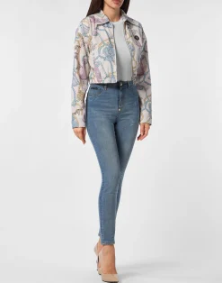 PHILIPP PLEIN Nylon Cropped Windbreaker Tassels><noscript><img data-lazyloaded=