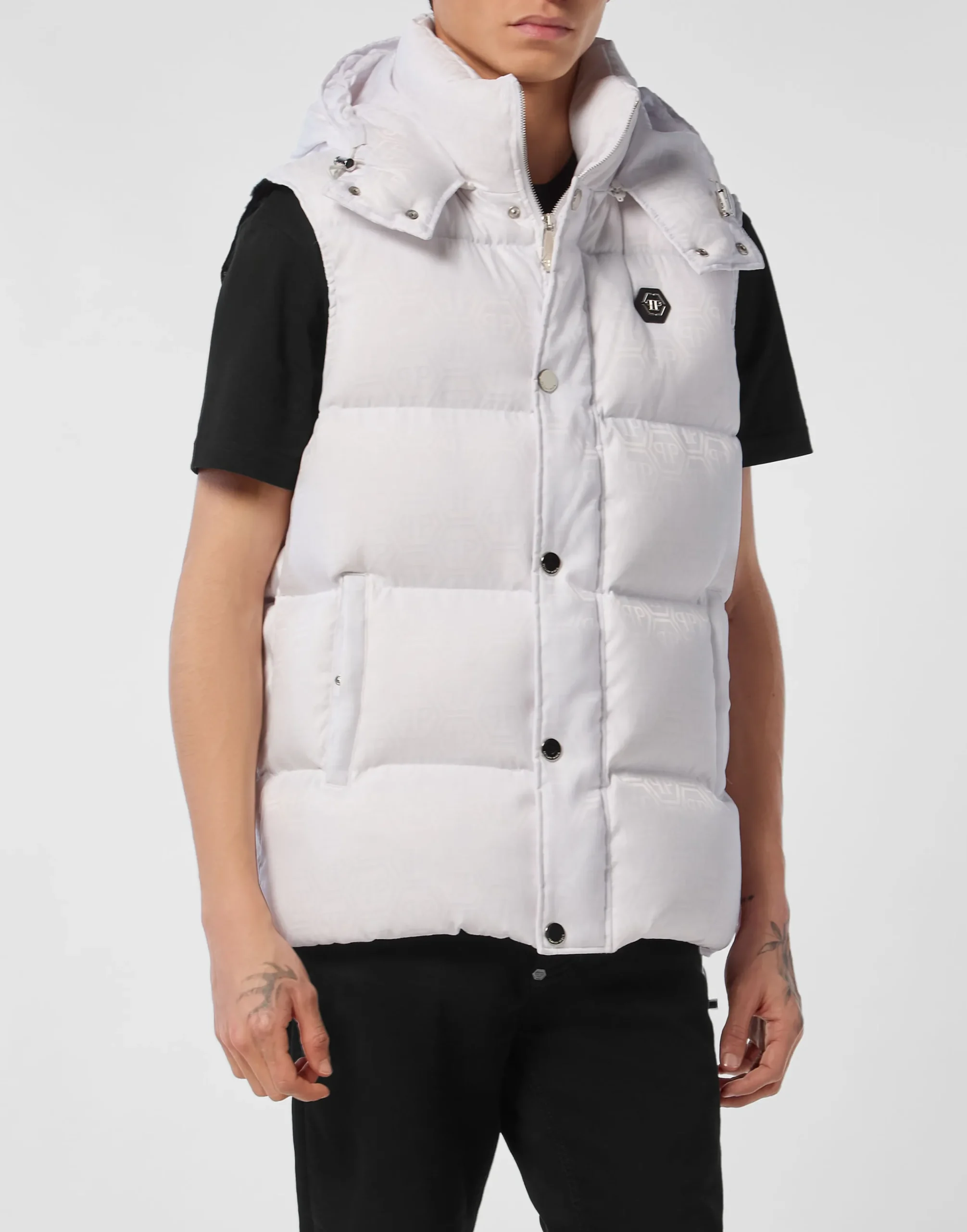 PHILIPP PLEIN Nylon Down Vest Monogram>Uomo Giacche E Cappotti