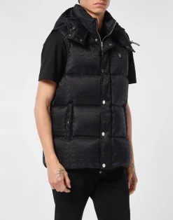 PHILIPP PLEIN Nylon Down Vest Monogram>Uomo Giacche E Cappotti