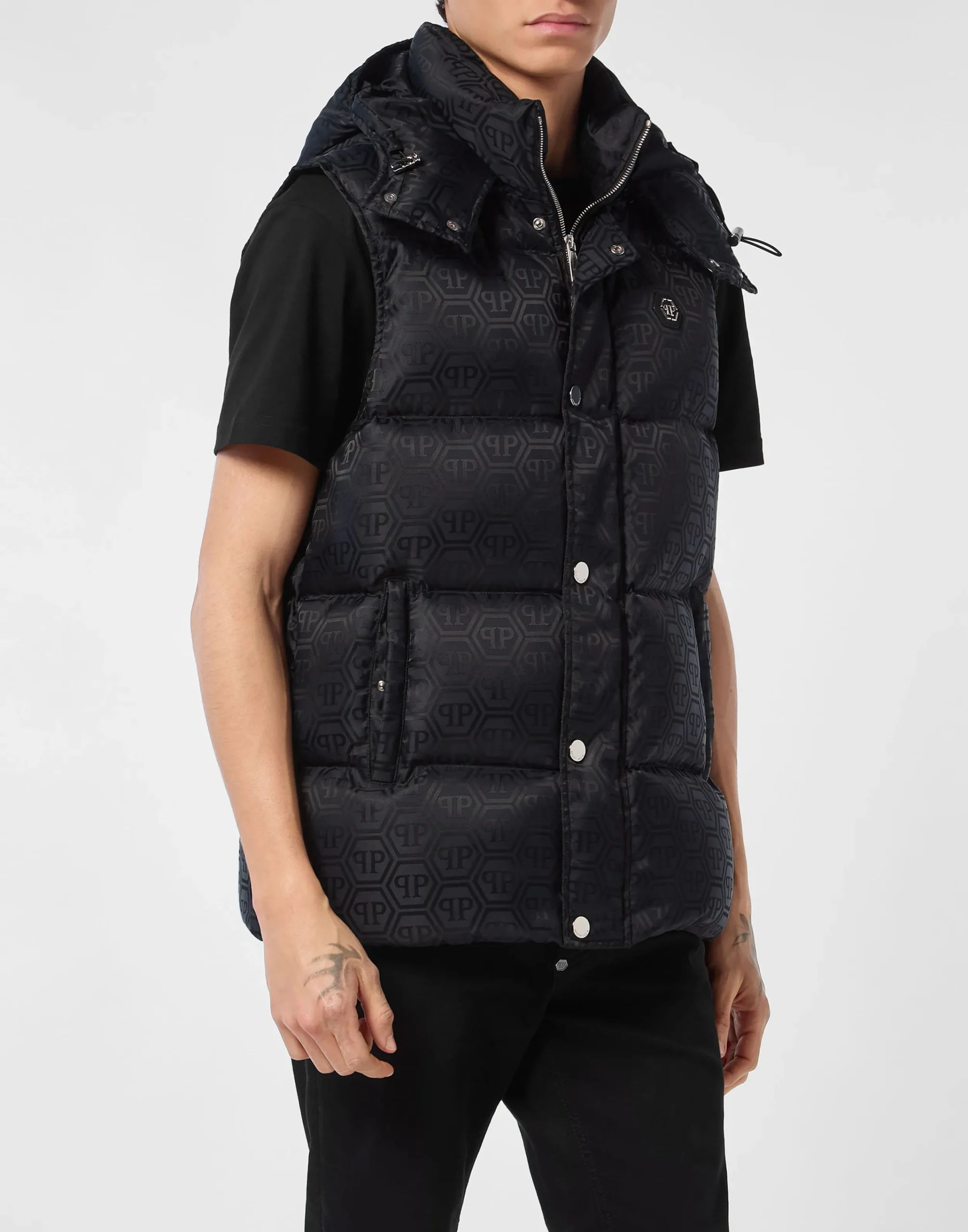 PHILIPP PLEIN Nylon Down Vest Monogram>Uomo Giacche E Cappotti