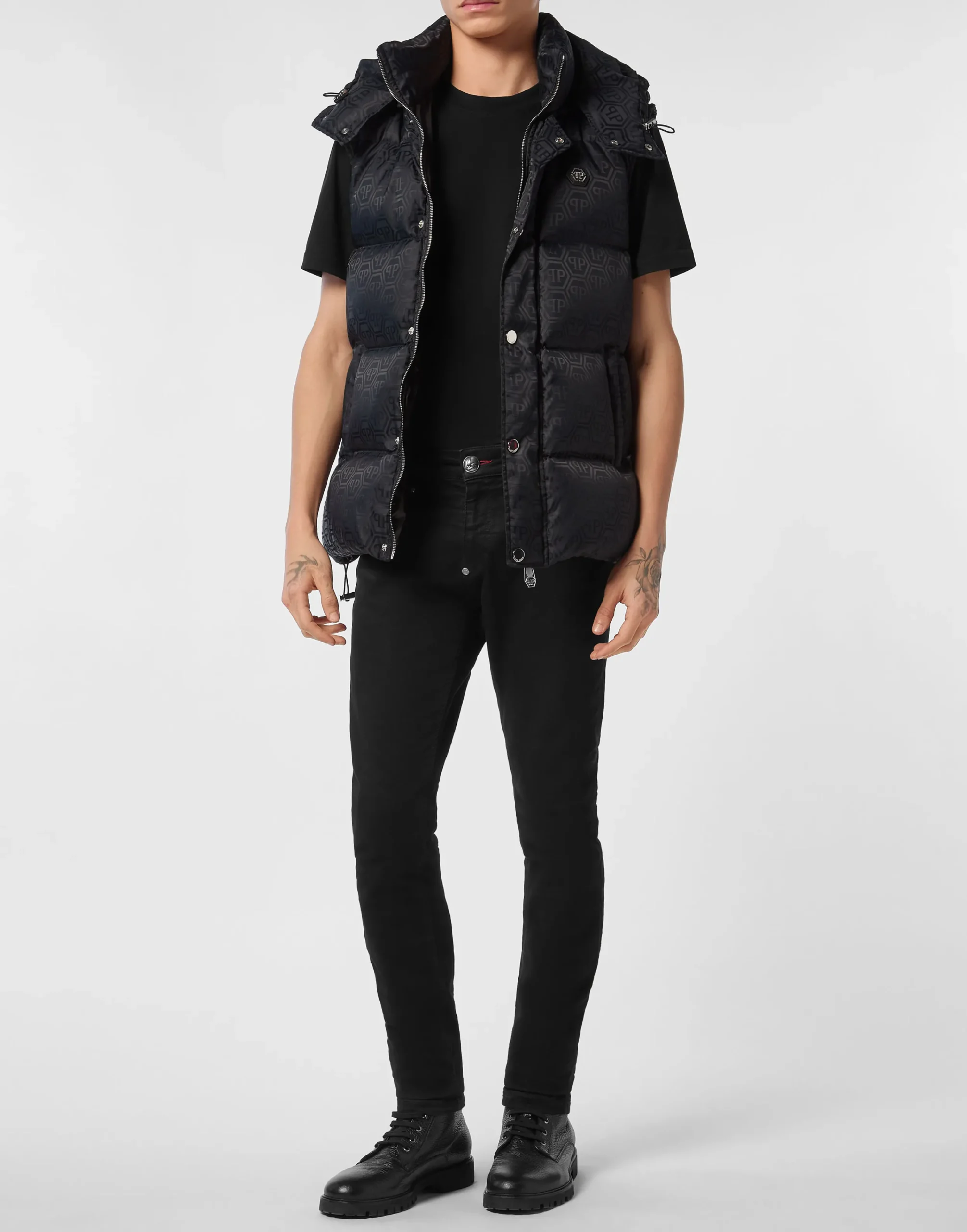 PHILIPP PLEIN Nylon Down Vest Monogram>Uomo Giacche E Cappotti