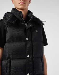 PHILIPP PLEIN Nylon Down Vest Monogram><noscript><img data-lazyloaded=