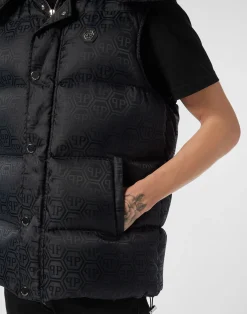 PHILIPP PLEIN Nylon Down Vest Monogram><noscript><img data-lazyloaded=