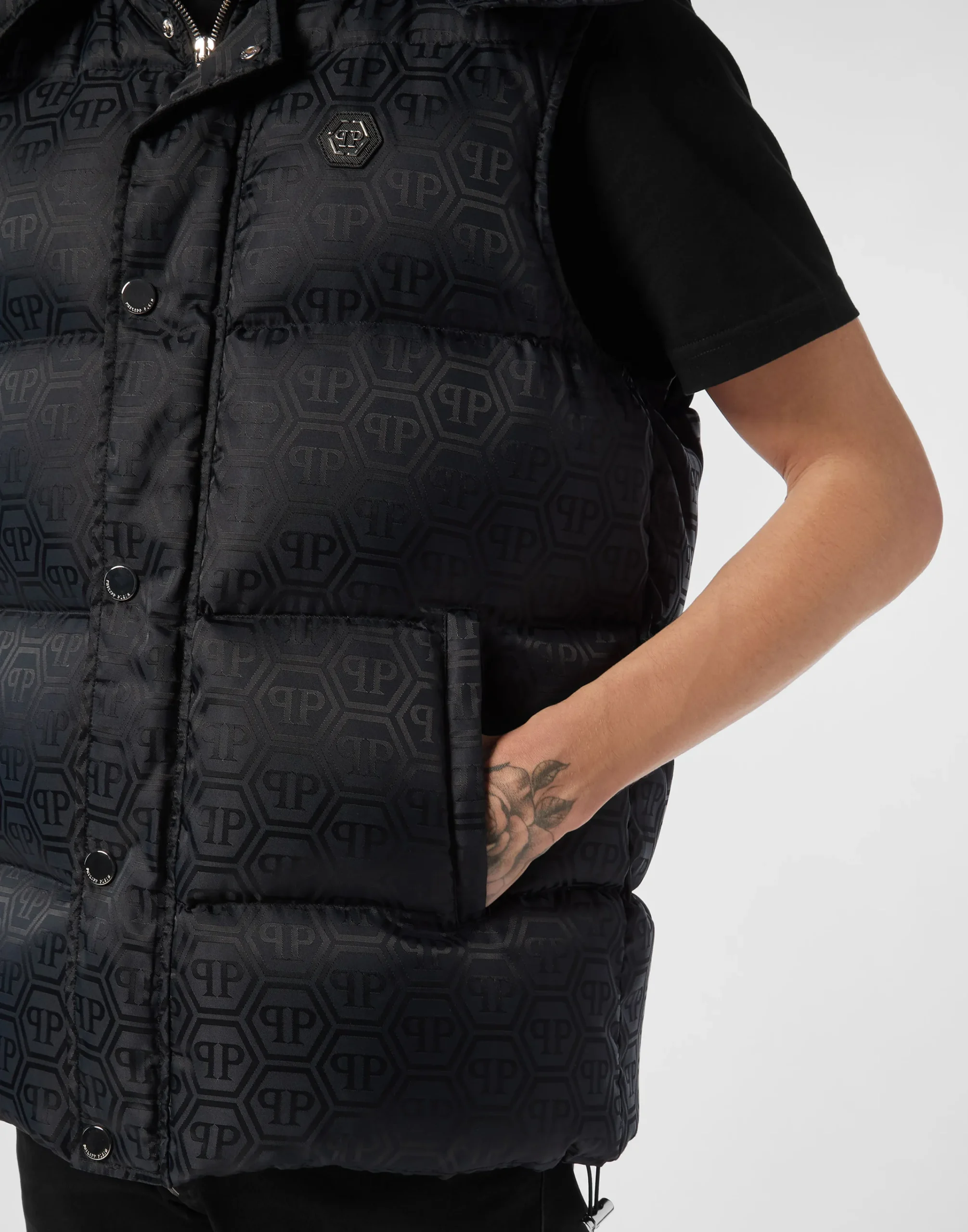 PHILIPP PLEIN Nylon Down Vest Monogram>Uomo Giacche E Cappotti