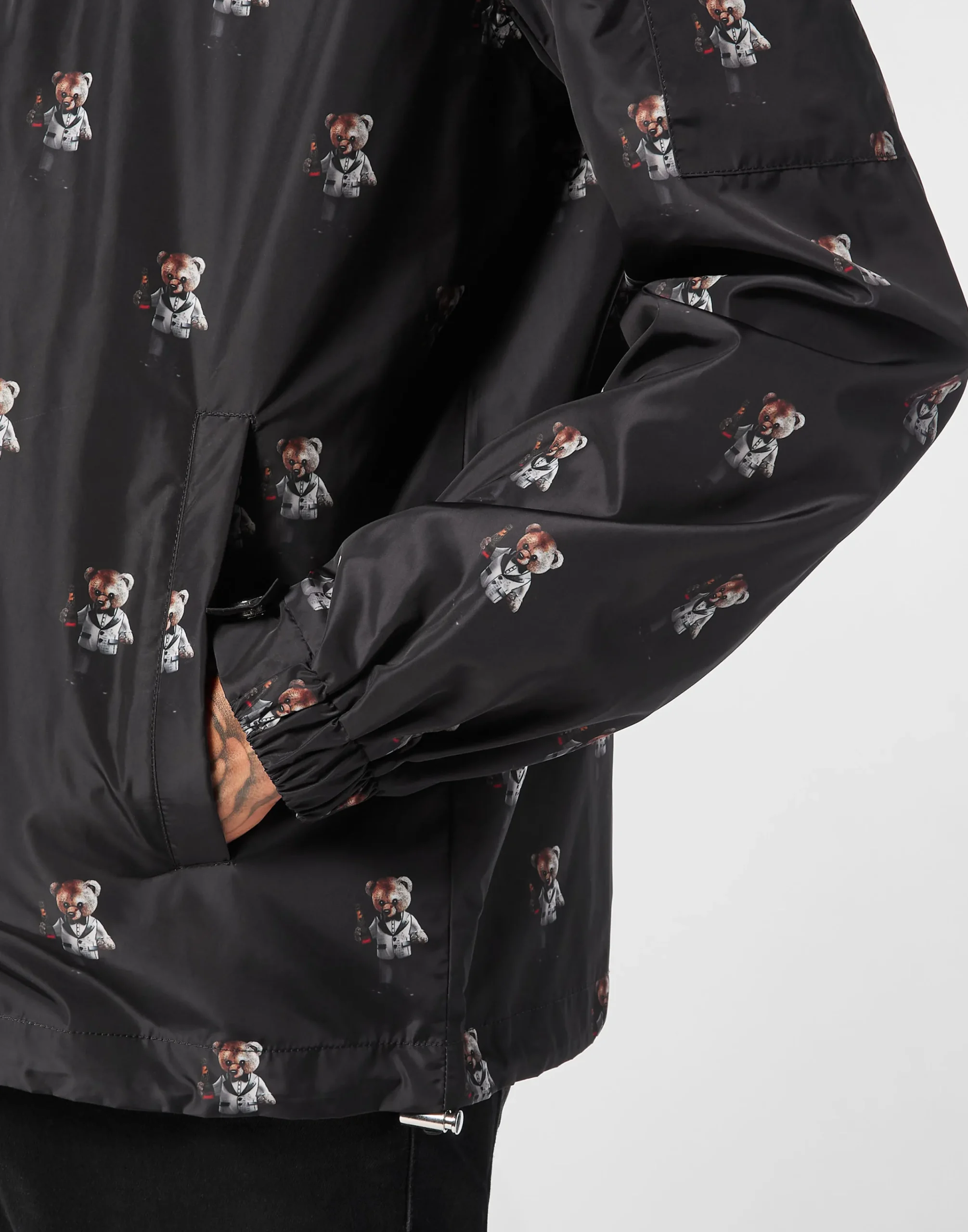 PHILIPP PLEIN Nylon Hooded Windbreaker Teddy All-over>Uomo Giacche E Cappotti