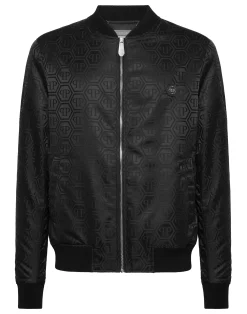 PHILIPP PLEIN Nylon Jacquard Bomber Monogram>Uomo Giacche E Cappotti