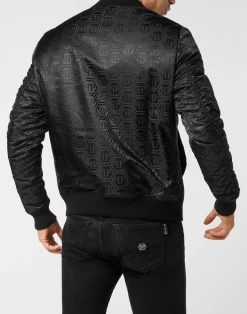 PHILIPP PLEIN Nylon Jacquard Bomber Monogram><noscript><img data-lazyloaded=