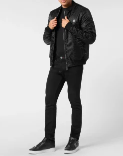 PHILIPP PLEIN Nylon Jacquard Bomber Monogram><noscript><img data-lazyloaded=