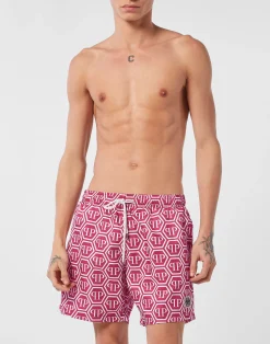 PHILIPP PLEIN Nylon Jogging Shorts Monogram>Uomo Street Couture|Moda Mare