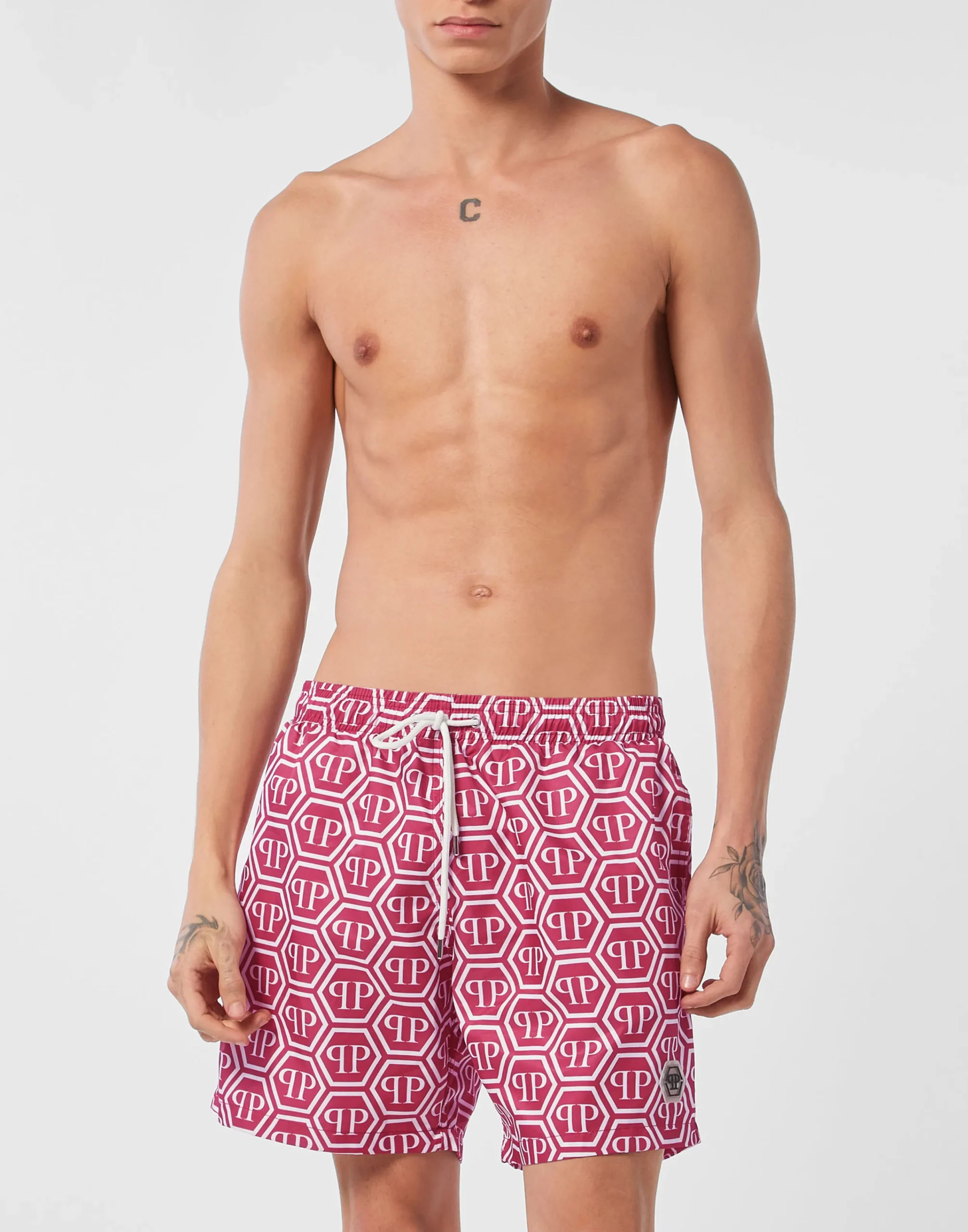 PHILIPP PLEIN Nylon Jogging Shorts Monogram>Uomo Street Couture|Moda Mare