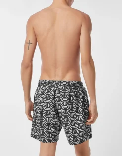 PHILIPP PLEIN Nylon Jogging Shorts Monogram><noscript><img data-lazyloaded=