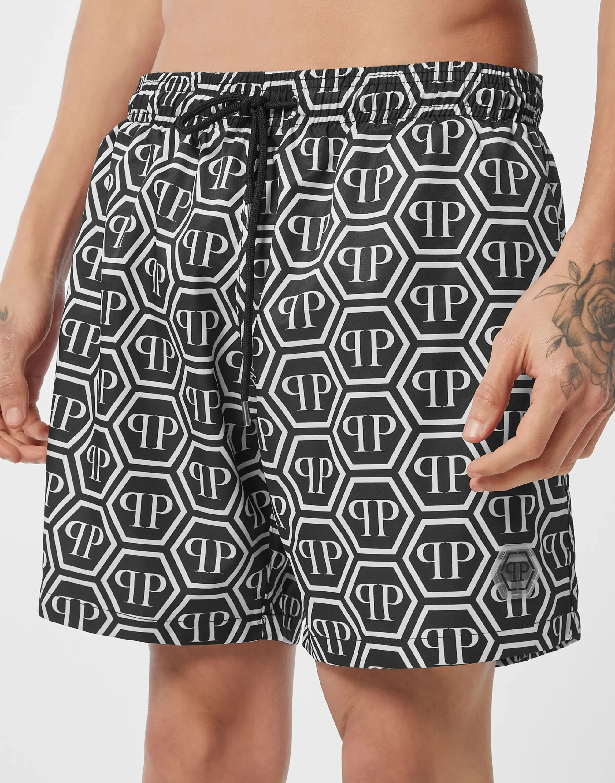 PHILIPP PLEIN Nylon Jogging Shorts Monogram>Uomo Street Couture|Moda Mare