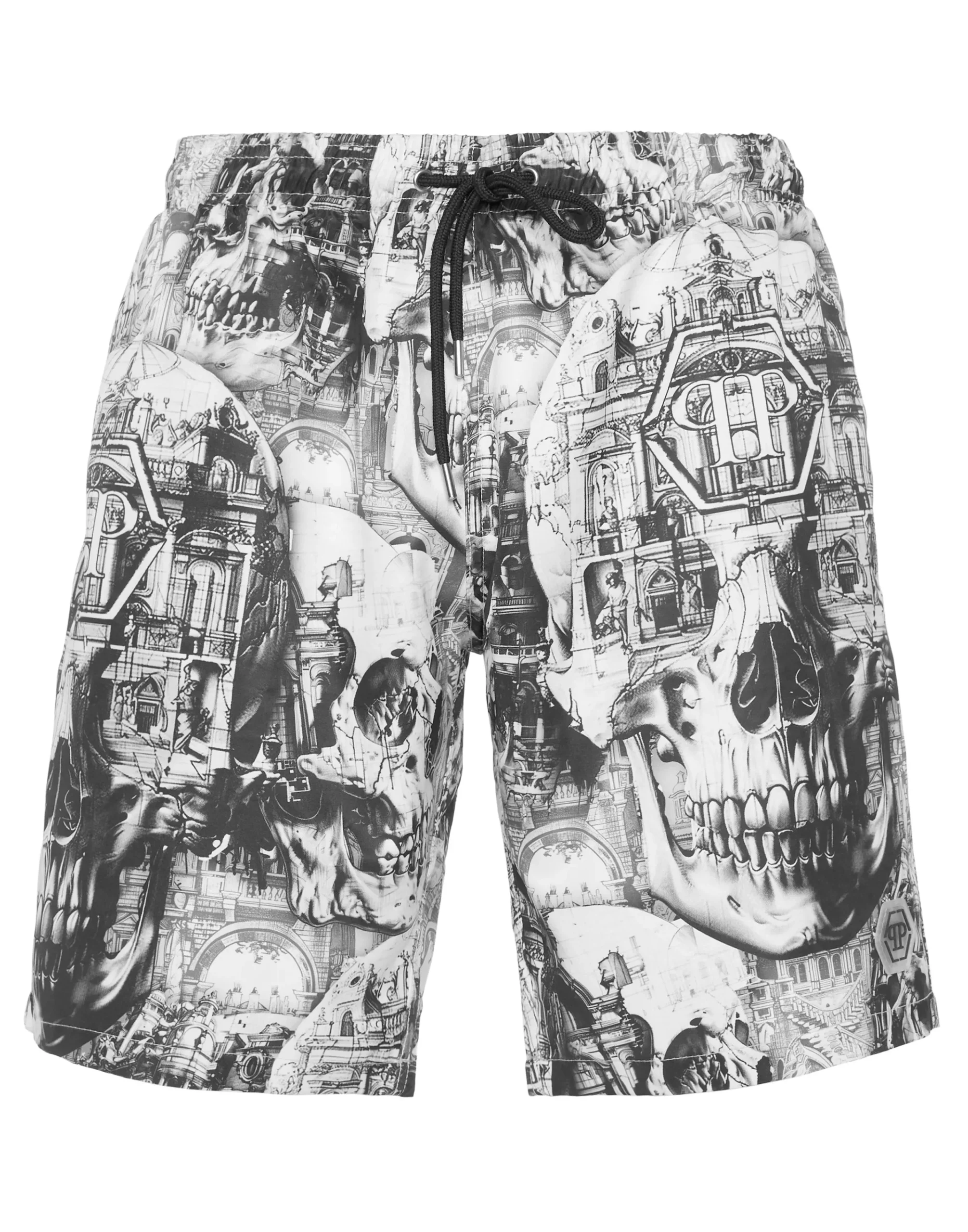PHILIPP PLEIN Nylon Jogging Shorts Skull Illusion>Uomo Street Couture|Moda Mare