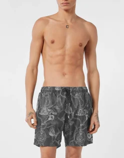 PHILIPP PLEIN Nylon Jogging Shorts Tassels>Uomo Street Couture|Moda Mare