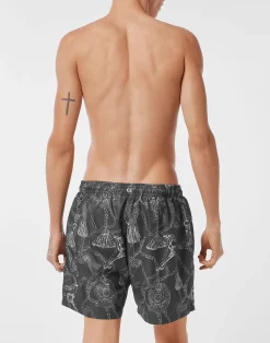 PHILIPP PLEIN Nylon Jogging Shorts Tassels><noscript><img data-lazyloaded=