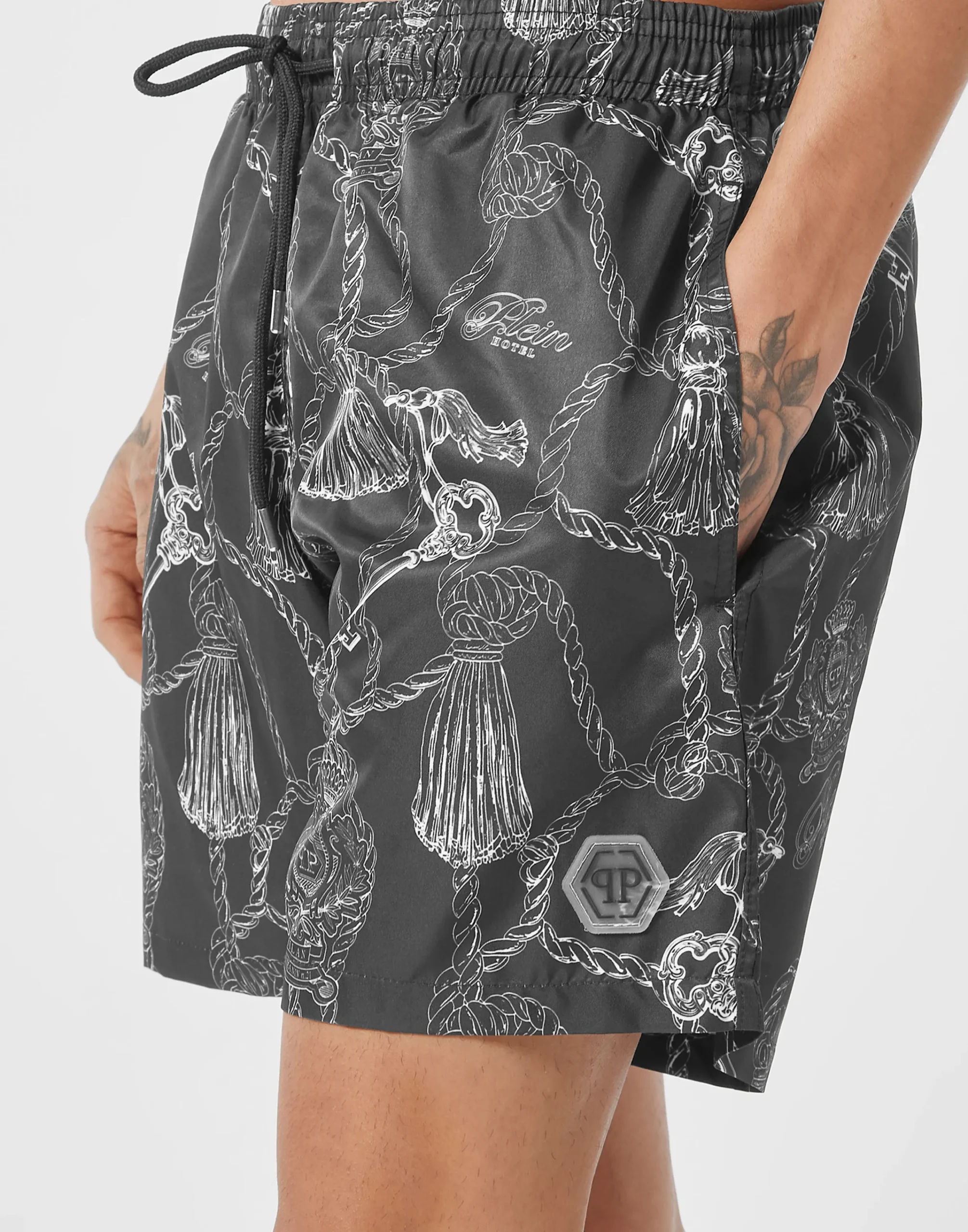 PHILIPP PLEIN Nylon Jogging Shorts Tassels>Uomo Street Couture|Moda Mare