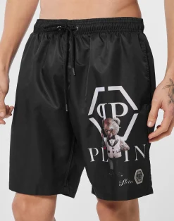 PHILIPP PLEIN Nylon Jogging Shorts Teddy Waiter><noscript><img data-lazyloaded=